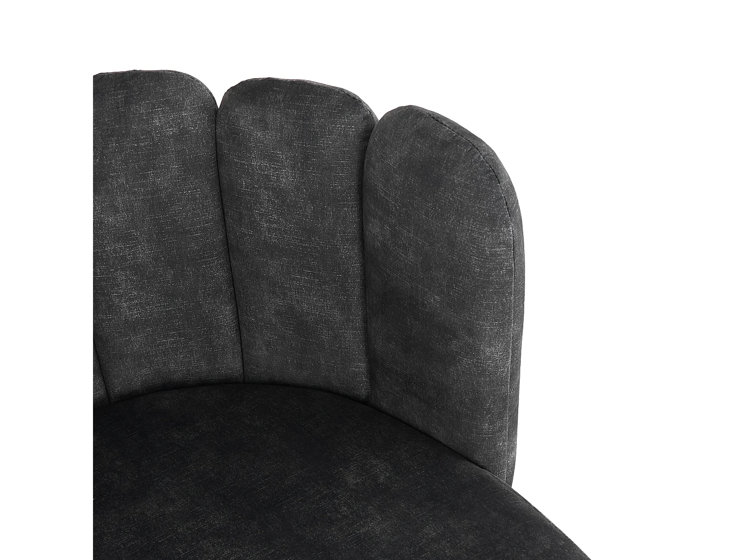 Conjunto de 6 cadeiras de jantar giratórias com encosto em forma de pétala - 51 x 58,5 x 76,5 cm - Veludo e pernas de metal - Cinza