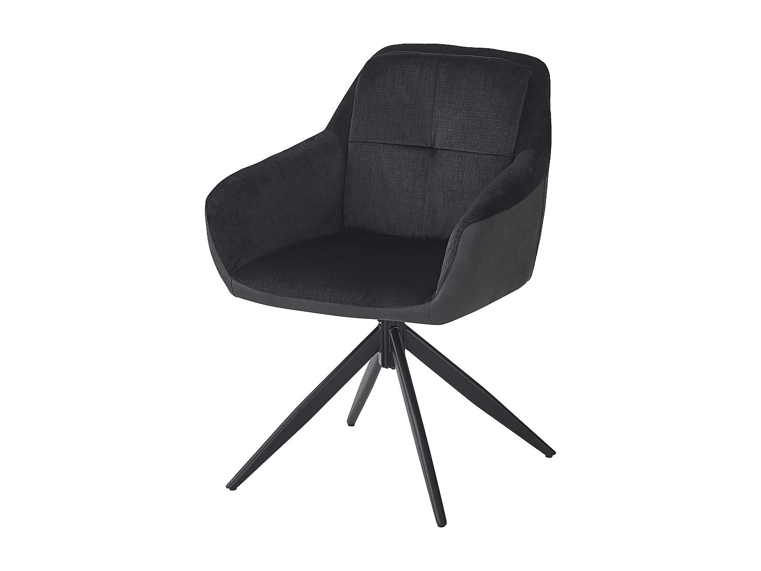 Set van 4 draaibare eetkamerstoelen met rugleuning en armleuningen - 60 x 61 x 81,5 cm - Fluweel - Zwart