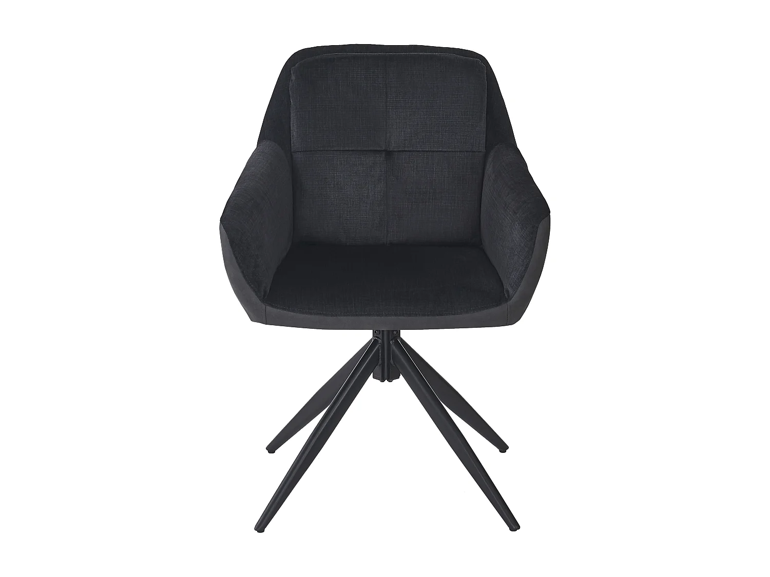 Set van 4 draaibare eetkamerstoelen met rugleuning en armleuningen - 60 x 61 x 81,5 cm - Fluweel - Zwart