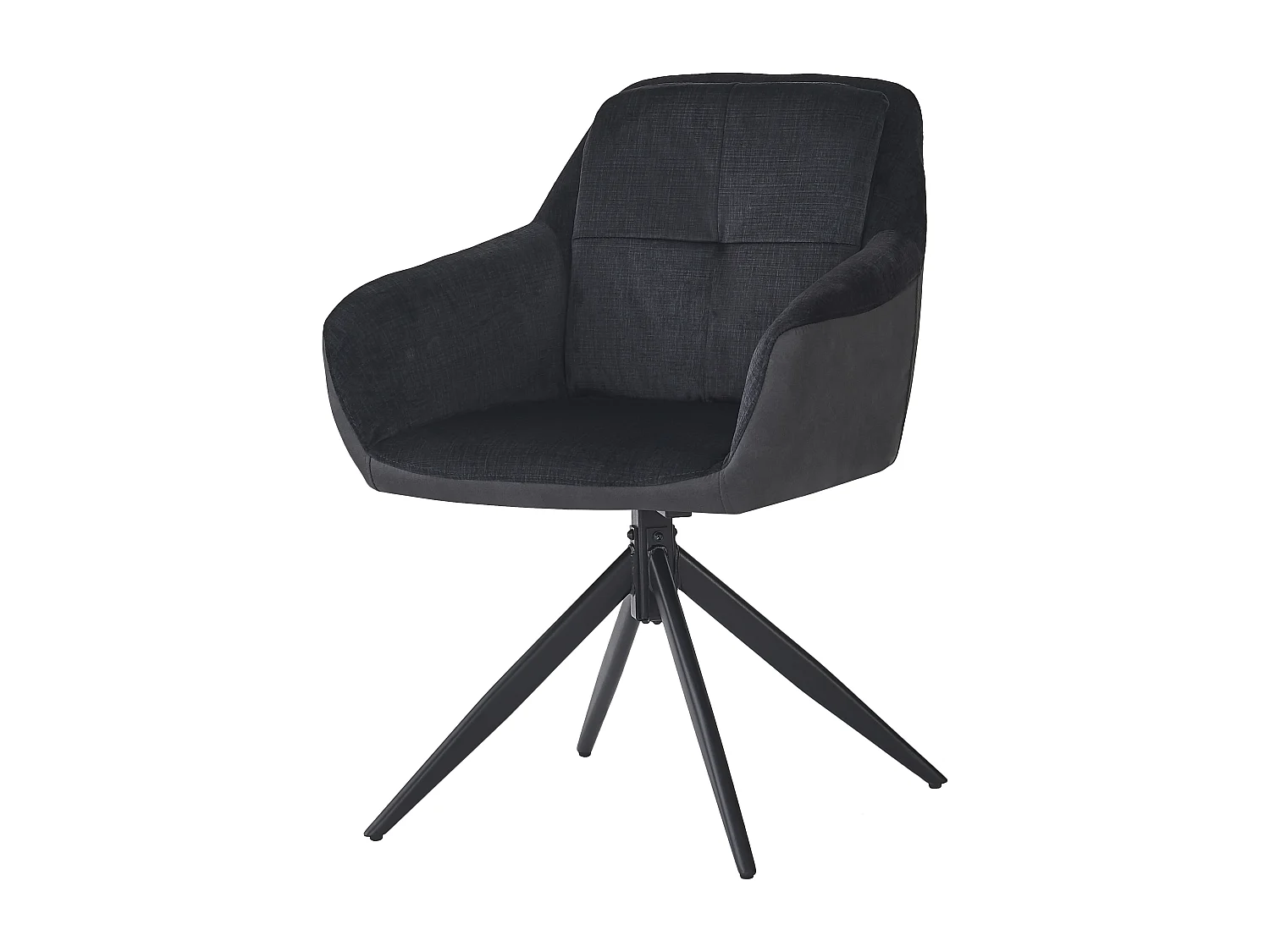 Set van 4 draaibare eetkamerstoelen met rugleuning en armleuningen - 60 x 61 x 81,5 cm - Fluweel - Zwart