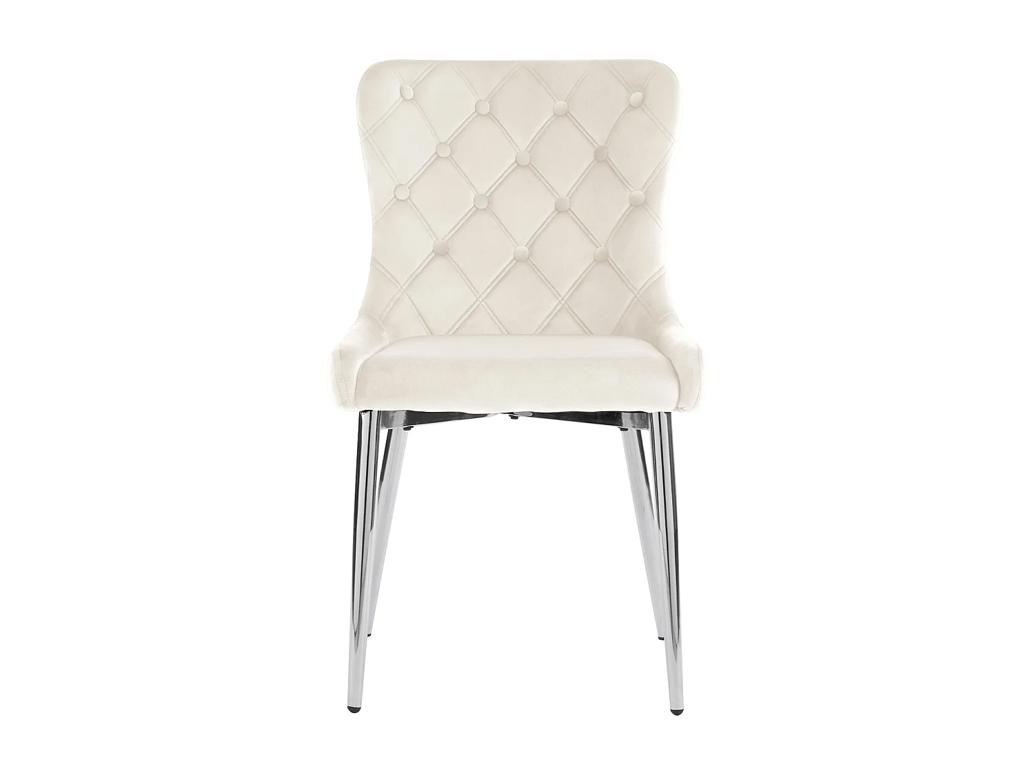 Lot de 2 chaises de salle à manger sans accoudoirs - 50 x 63 x 86 cm - Velours et pieds en fer argenté - Blanc