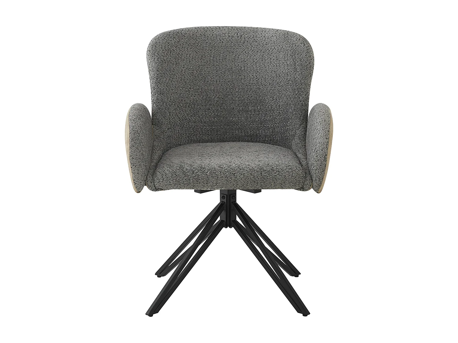 Lot de 6 Chaises de salle à manger pivotante avec accoudoirs - 46 x 50 x 86 cm - Velours et pieds en fer noir - Gris