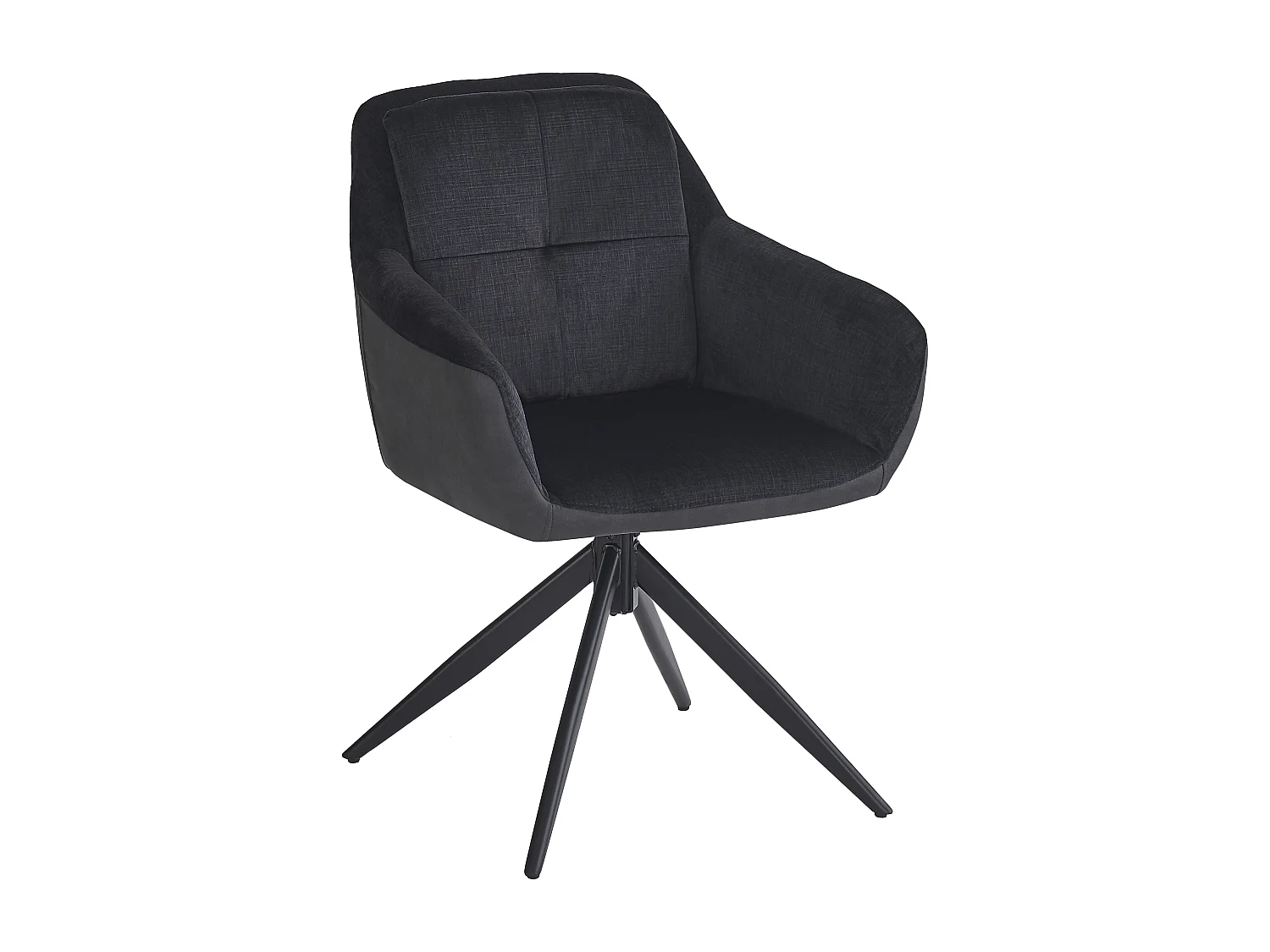 Lot de 6 chaises de salle à manger pivotantes avec dossier et accoudoirs - 60 x 61 x 81.5 cm - Velours - Noir