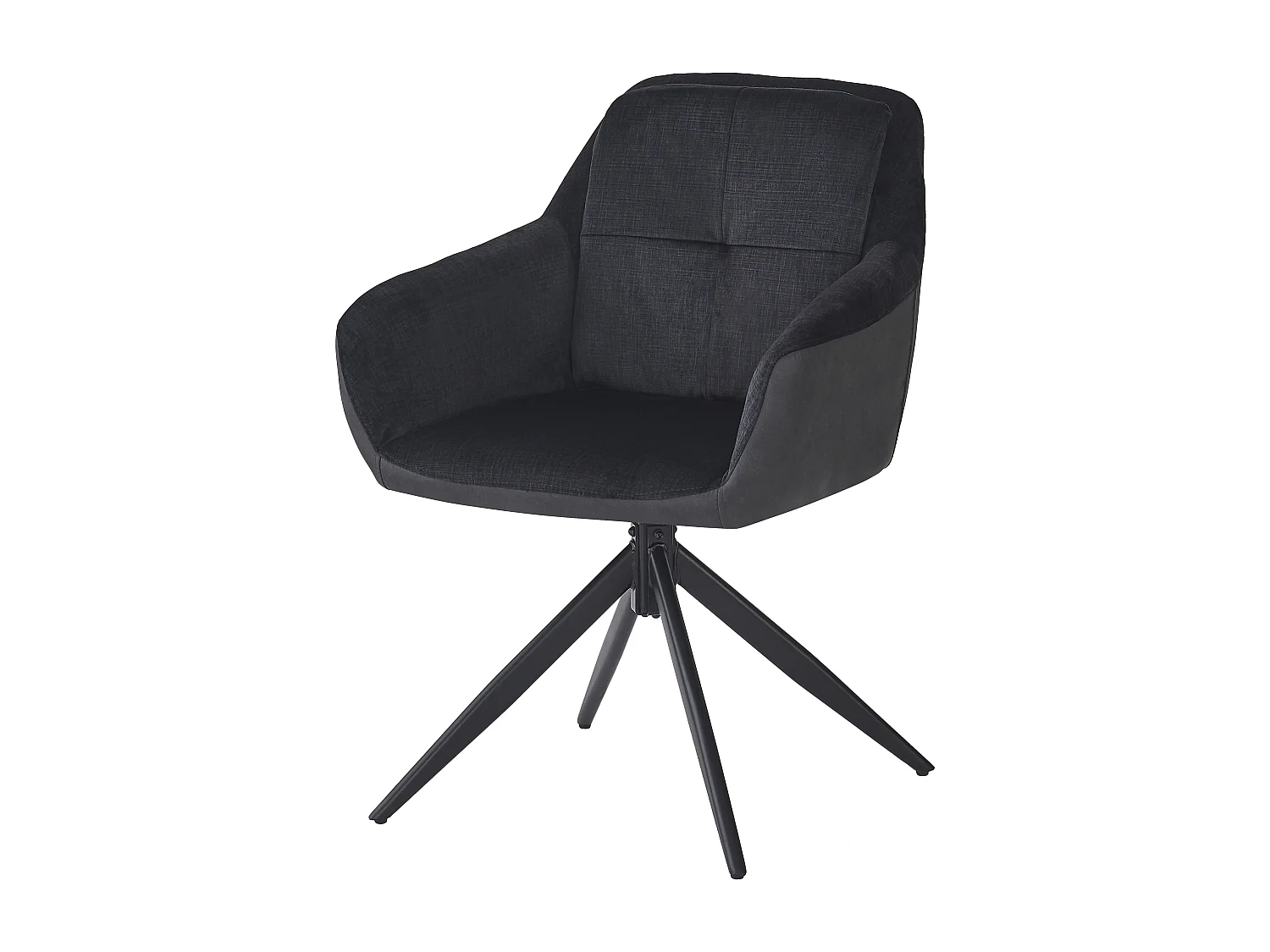 Lot de 6 chaises de salle à manger pivotantes avec dossier et accoudoirs - 60 x 61 x 81.5 cm - Velours - Noir