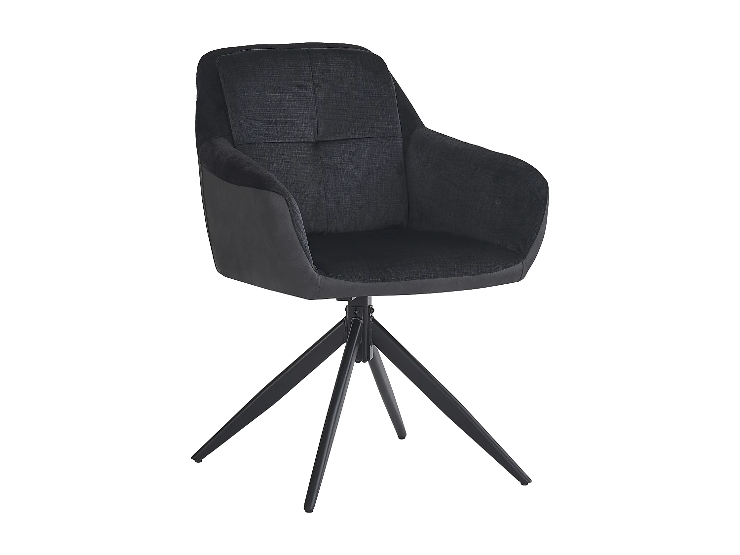 Lot de 6 chaises de salle à manger pivotantes avec dossier et accoudoirs - 60 x 61 x 81.5 cm - Velours - Noir
