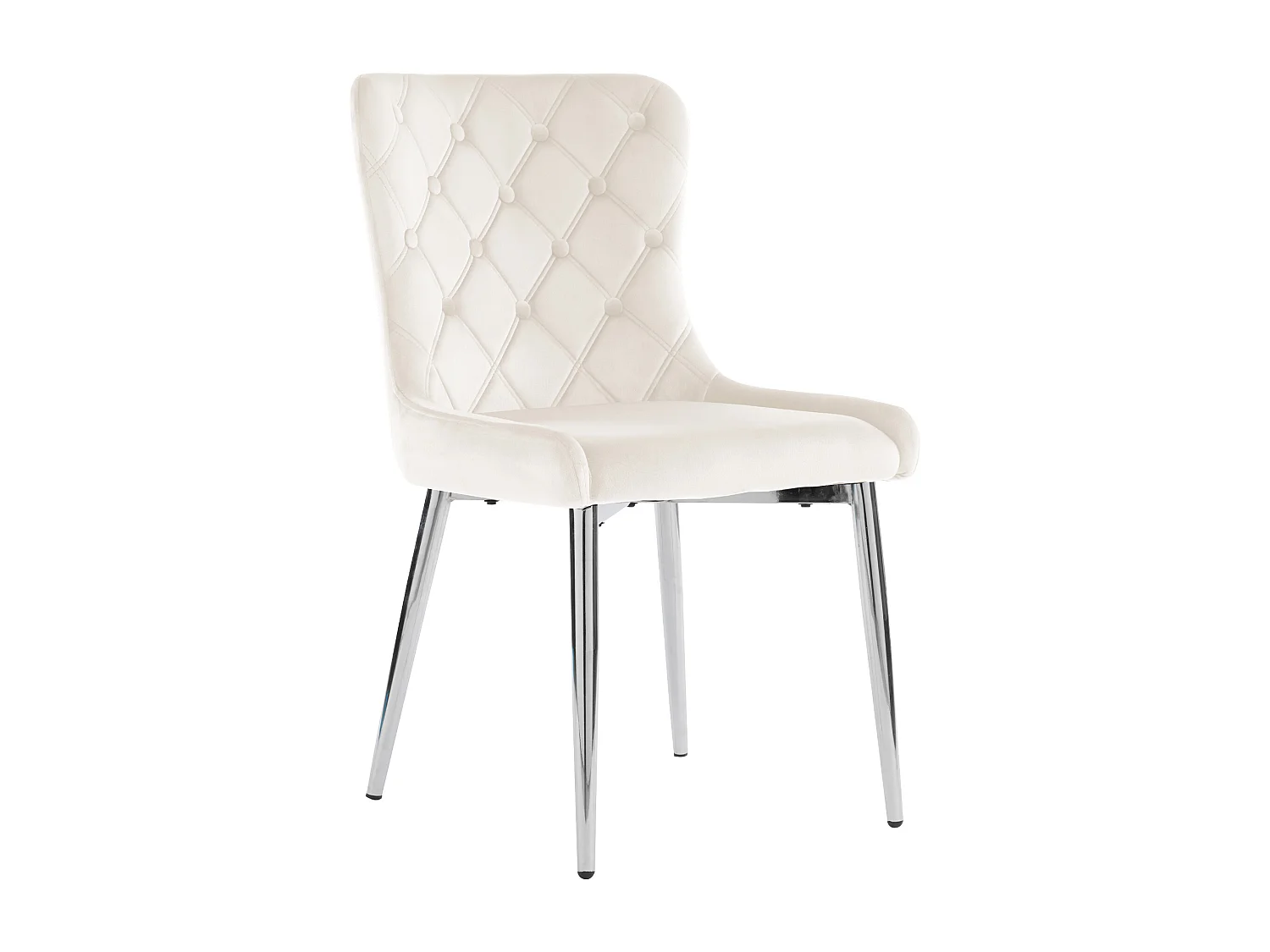 Lot de 4 chaises de salle à manger sans accoudoirs - 50 x 63 x 86 cm - Velours et pieds en fer argenté - Blanc