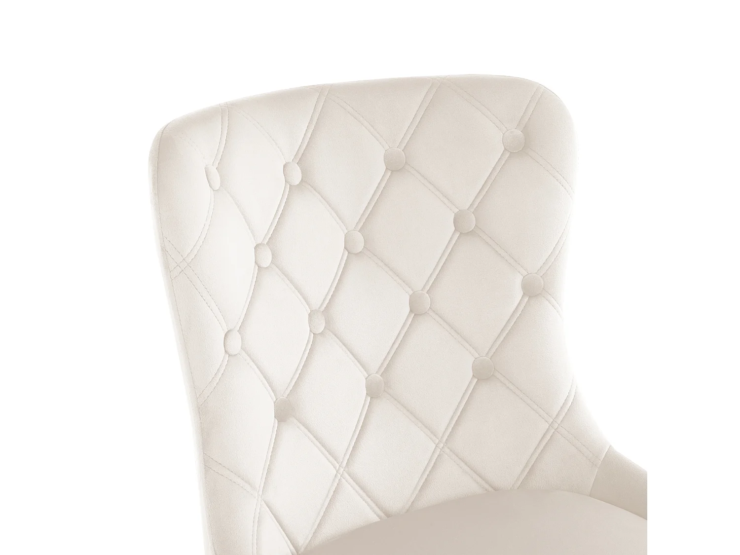 Lot de 4 chaises de salle à manger sans accoudoirs - 50 x 63 x 86 cm - Velours et pieds en fer argenté - Blanc