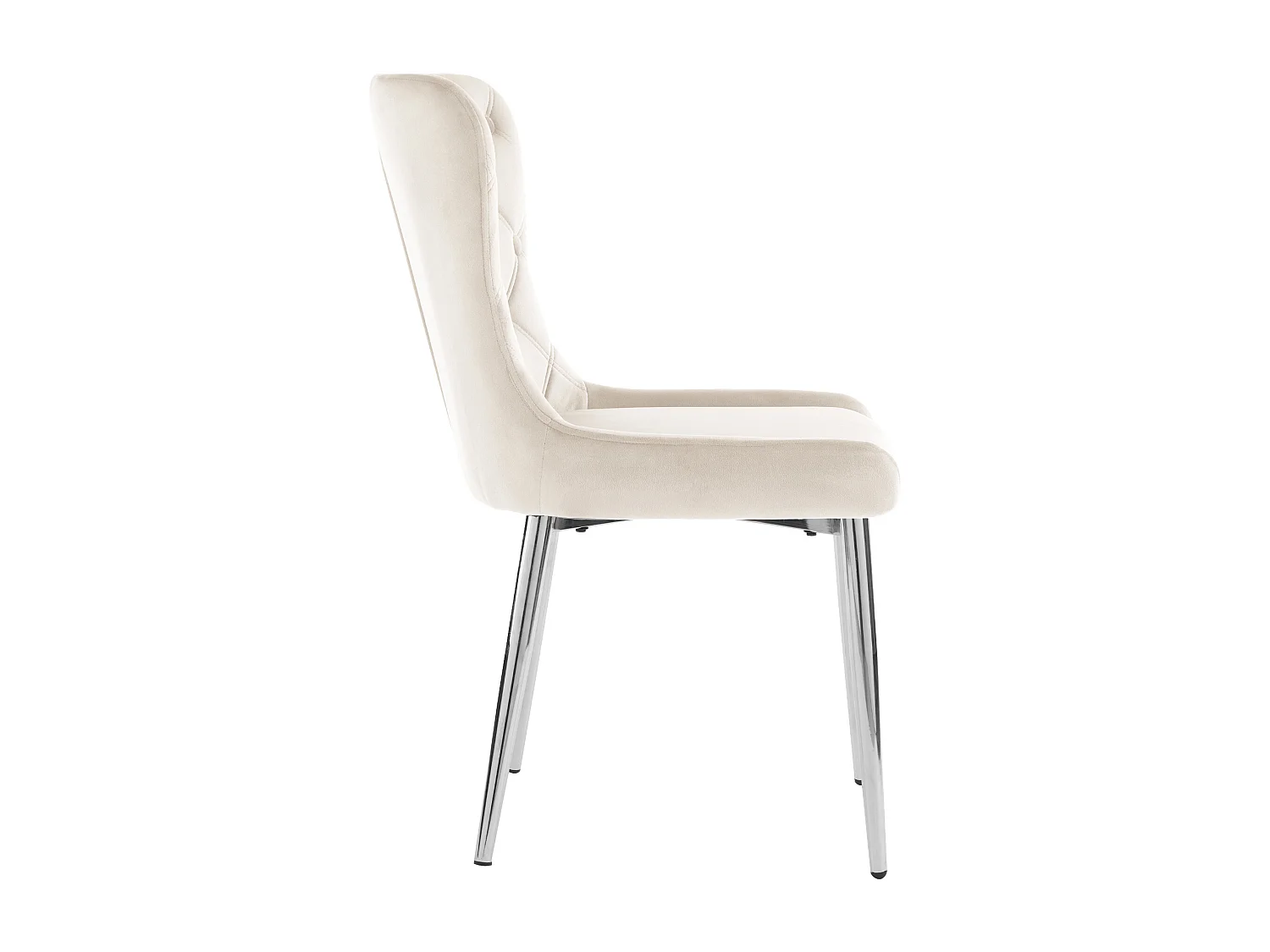 Lot de 4 chaises de salle à manger sans accoudoirs - 50 x 63 x 86 cm - Velours et pieds en fer argenté - Blanc