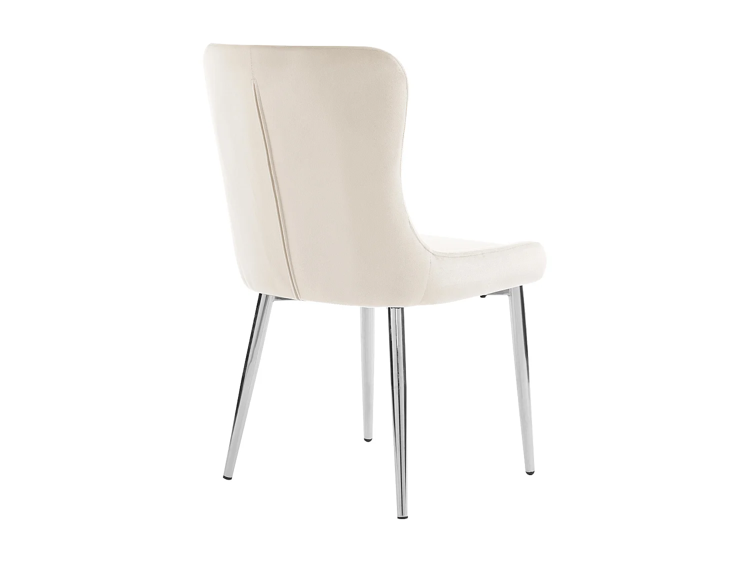 Lot de 4 chaises de salle à manger sans accoudoirs - 50 x 63 x 86 cm - Velours et pieds en fer argenté - Blanc