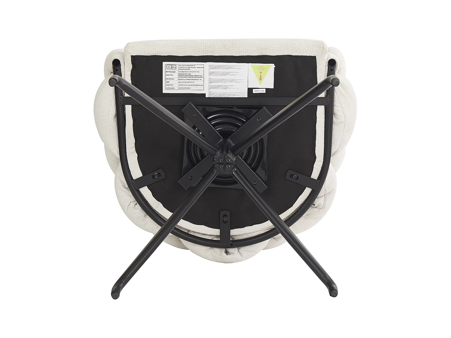 Lot de 6 chaises de salle à manger pivotantes - 61 x 59 x 77.5 cm - Velours et pieds en fer - Beige + noir