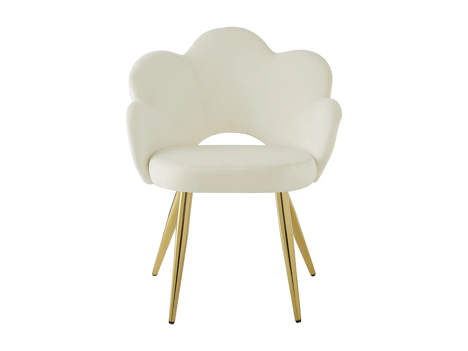 Conjunto de 4 cadeiras de jantar - 50 x 46,5 x 85 cm - Veludo e pernas de ferro galvanizado dourado - Design floral - Bege