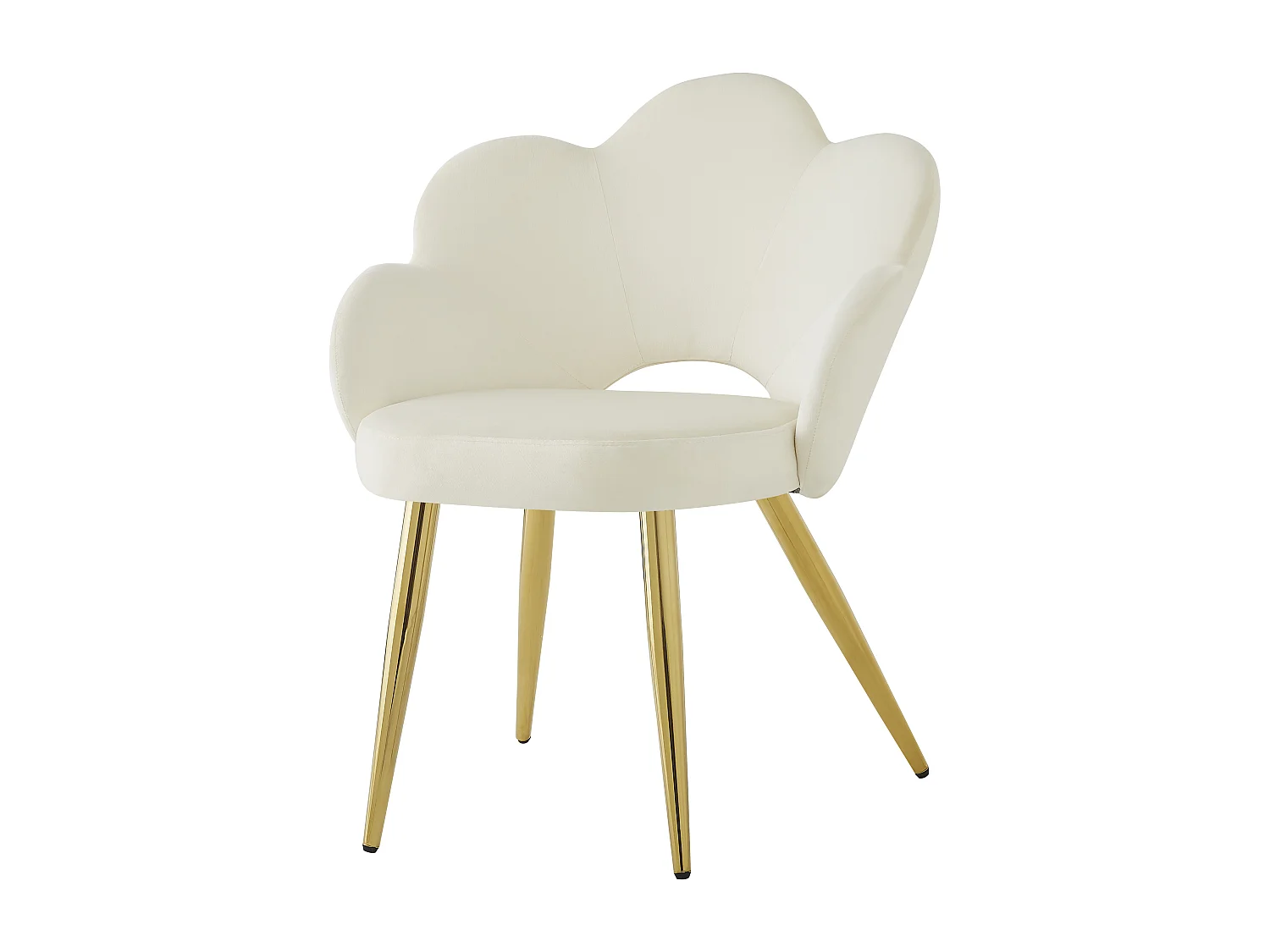 Conjunto de 4 cadeiras de jantar - 50 x 46,5 x 85 cm - Veludo e pernas de ferro galvanizado dourado - Design floral - Bege