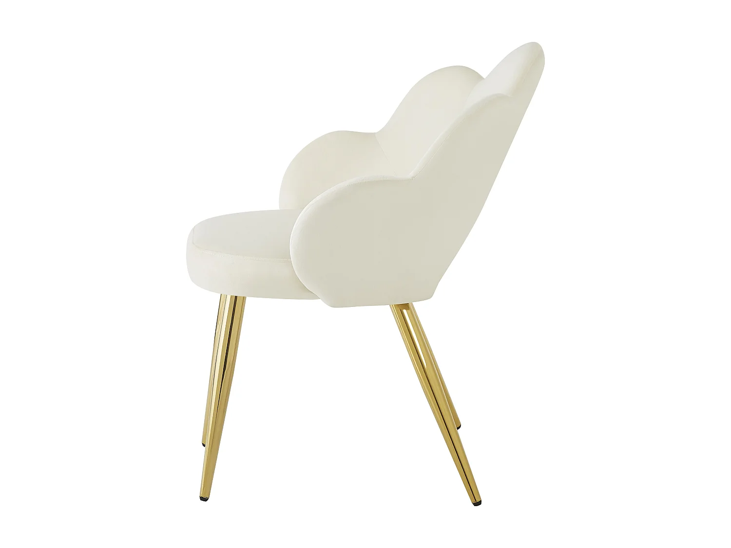 Conjunto de 4 cadeiras de jantar - 50 x 46,5 x 85 cm - Veludo e pernas de ferro galvanizado dourado - Design floral - Bege