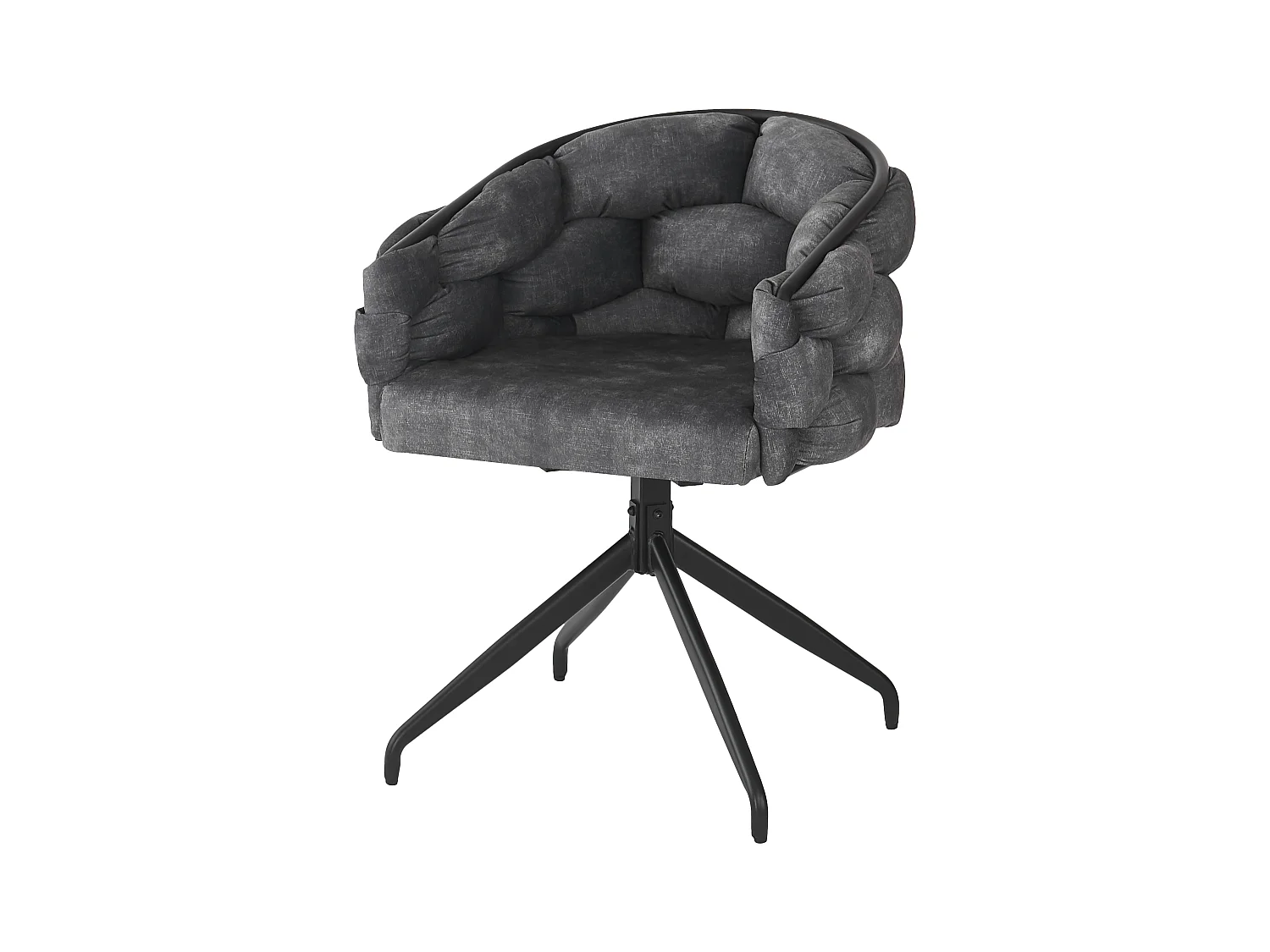 Lot de 4 chaises de salle à manger pivotantes - 61 x 59 x 77.5 cm - Velours et pieds en métal - Gris