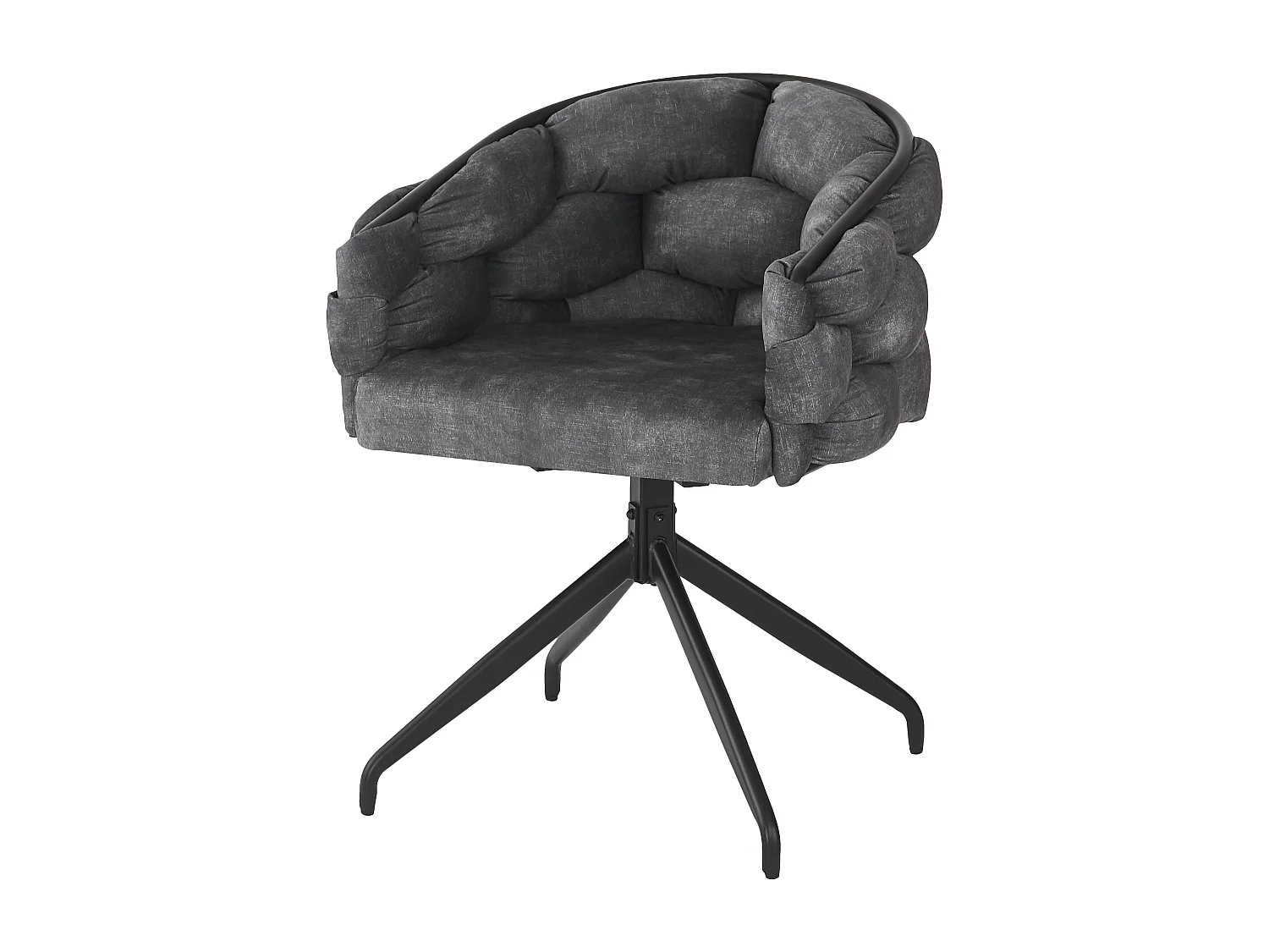 Conjunto de 4 cadeiras de jantar giratórias - 61 x 59 x 77,5 cm - Veludo e pernas de metal - Cinza