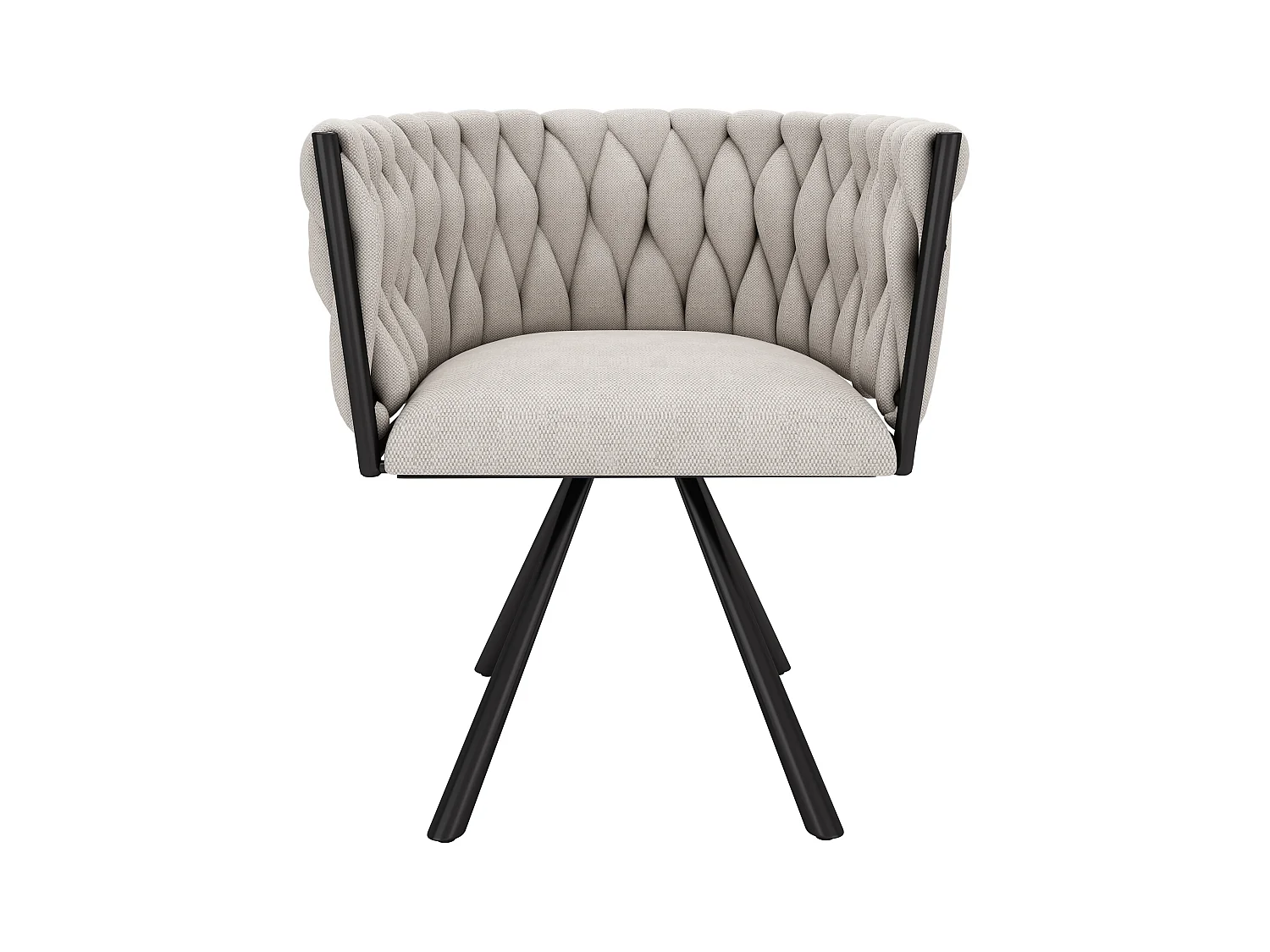Set di 4 sedie da pranzo girevoli con braccioli - 59 x 54 x 72 cm - Tessuto di lino - Beige + Nero