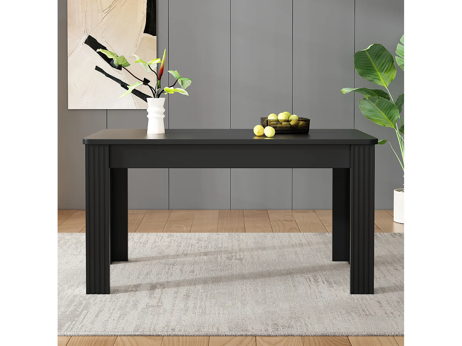 Stół jadalny dla 4-6 osób - 117 x 68 x 75 cm - drewno MDF - do kuchni i salonu - czarny
