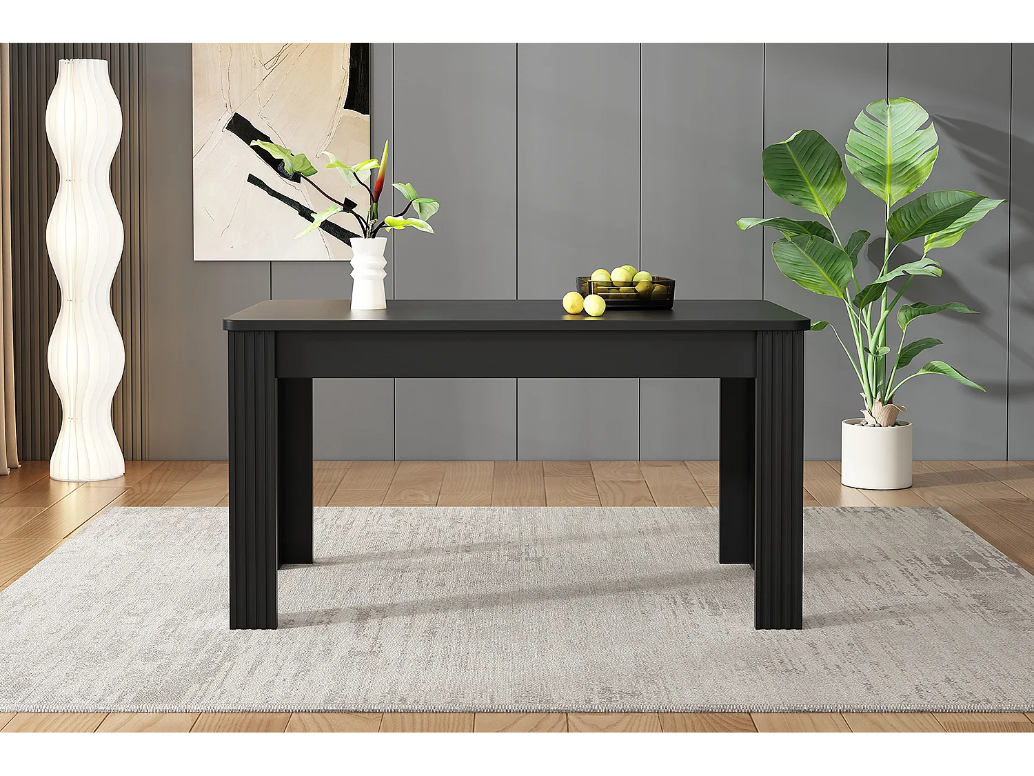 Stół jadalny dla 4-6 osób - 117 x 68 x 75 cm - drewno MDF - do kuchni i salonu - czarny