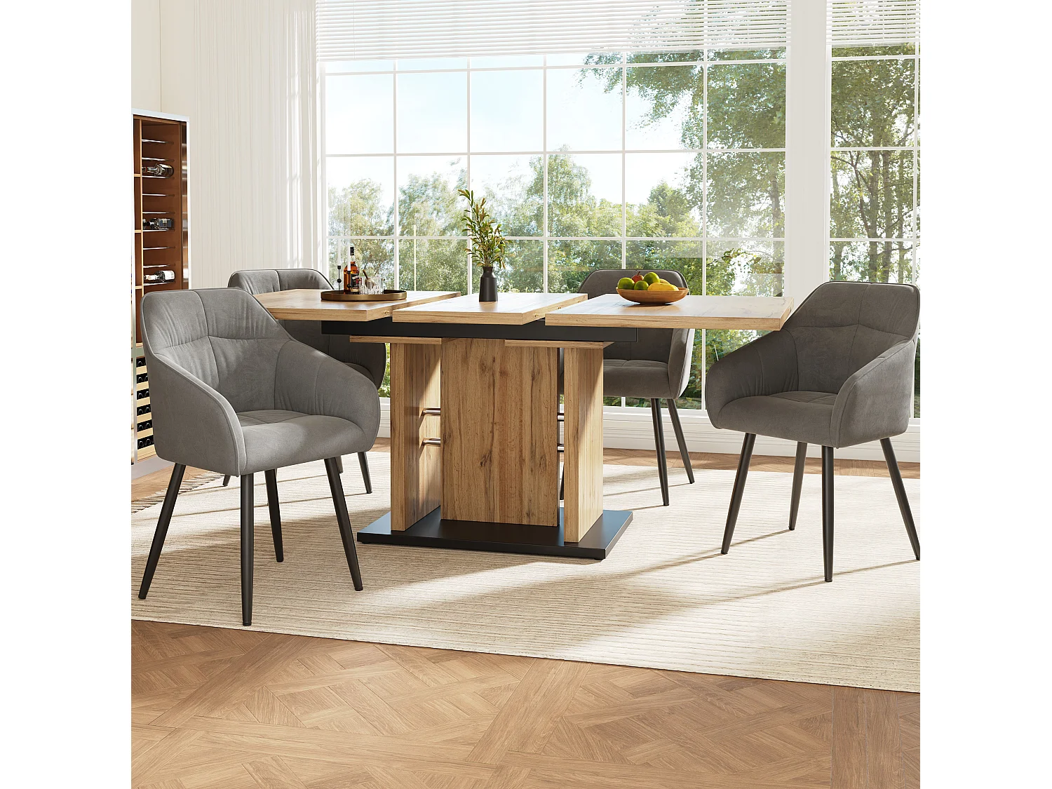 Rozkładany stół jadalny dla 4-6 osób - 119/158,5 x 80 x 75 cm - drewno MDF - do kuchni i salonu - naturalny