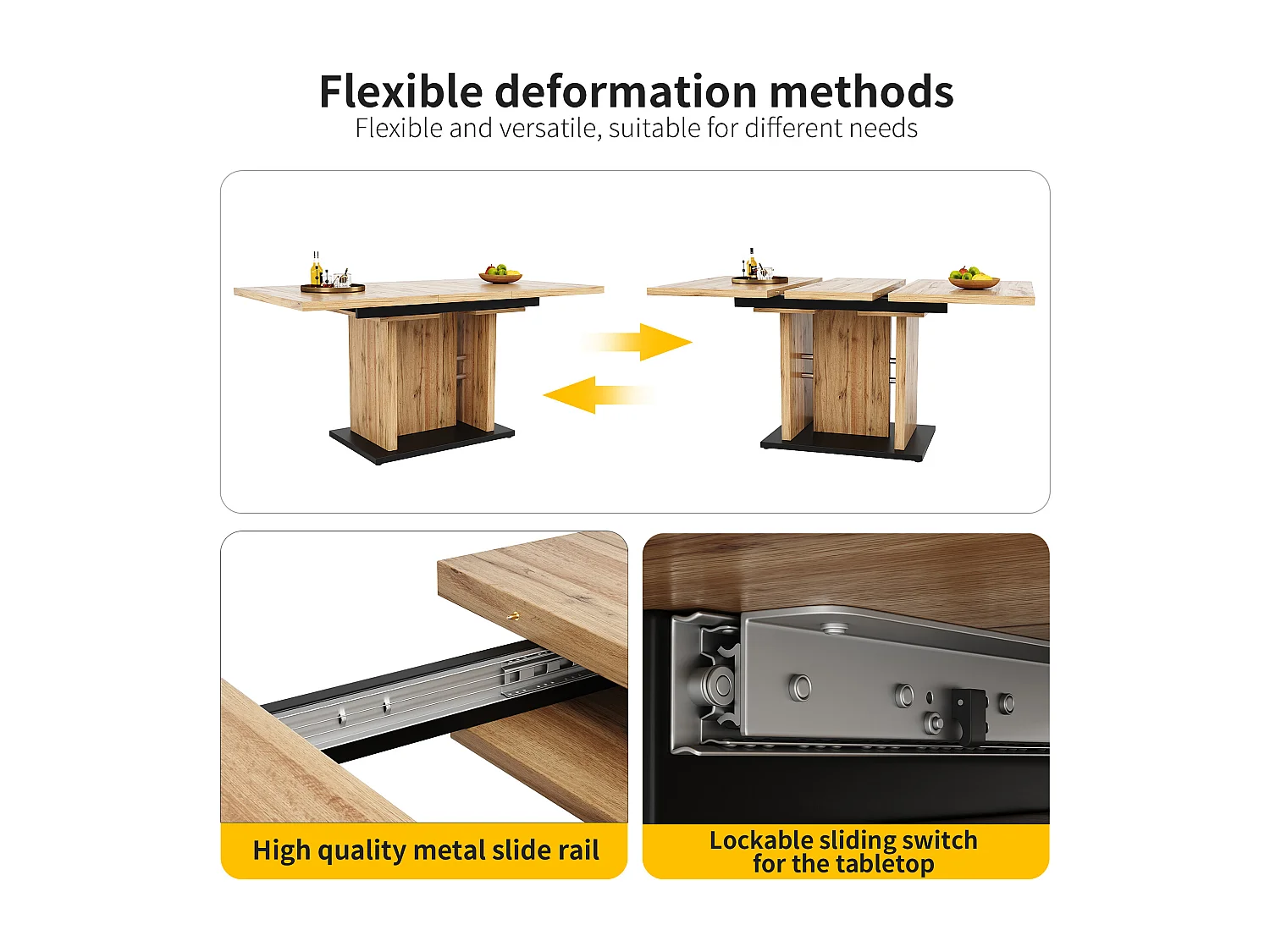 Rozkładany stół jadalny dla 4-6 osób - 119/158,5 x 80 x 75 cm - drewno MDF - do kuchni i salonu - naturalny