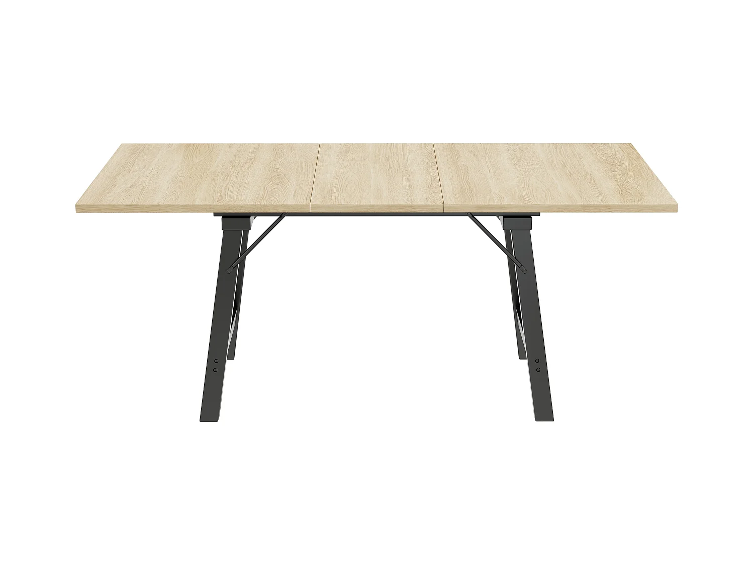 Table à manger extensible 4 à 6 couverts - 140/180 x 80 x 75 cm - Bois MDF et pieds en métal - Naturel
