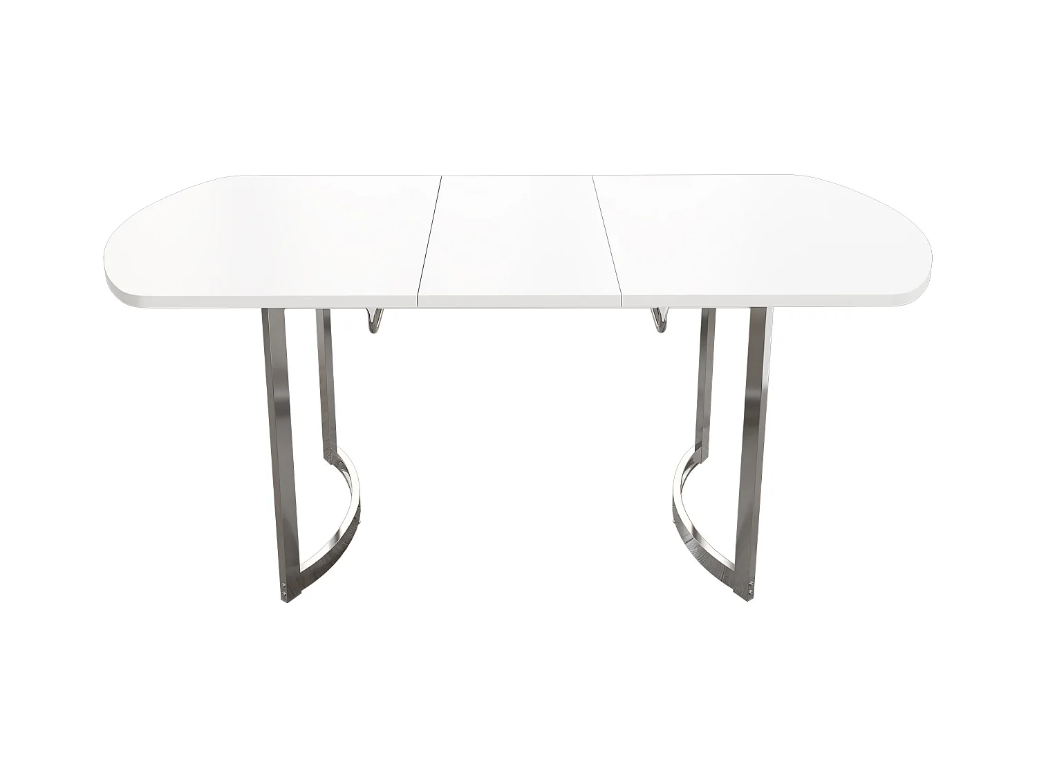 Ausziehbarer Esstisch für 4 bis 6 Personen - 140/180 x 80 x 75,5 cm - MDF-Holz und Metallbeine - Weiß + Silber