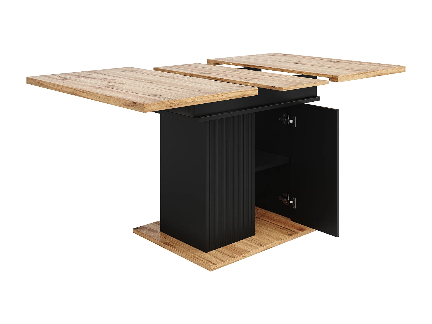 Table à manger estensible 4 à 6 couverts avec 2 portes - 110/140 x 70 x 76 cm - Bois MDF - pour cuisine et salon - Naturel