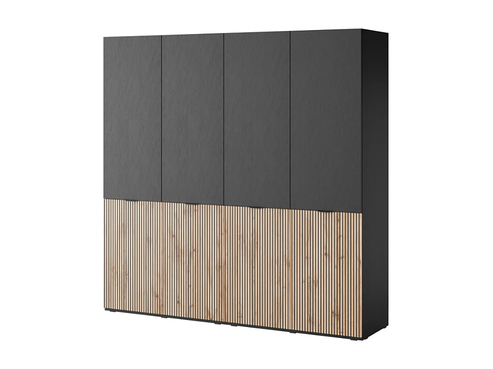 Roupeiro AMBIHOME LOFT 01 - Preto/Carvalho Wotan, C101 x P51 x A200cm