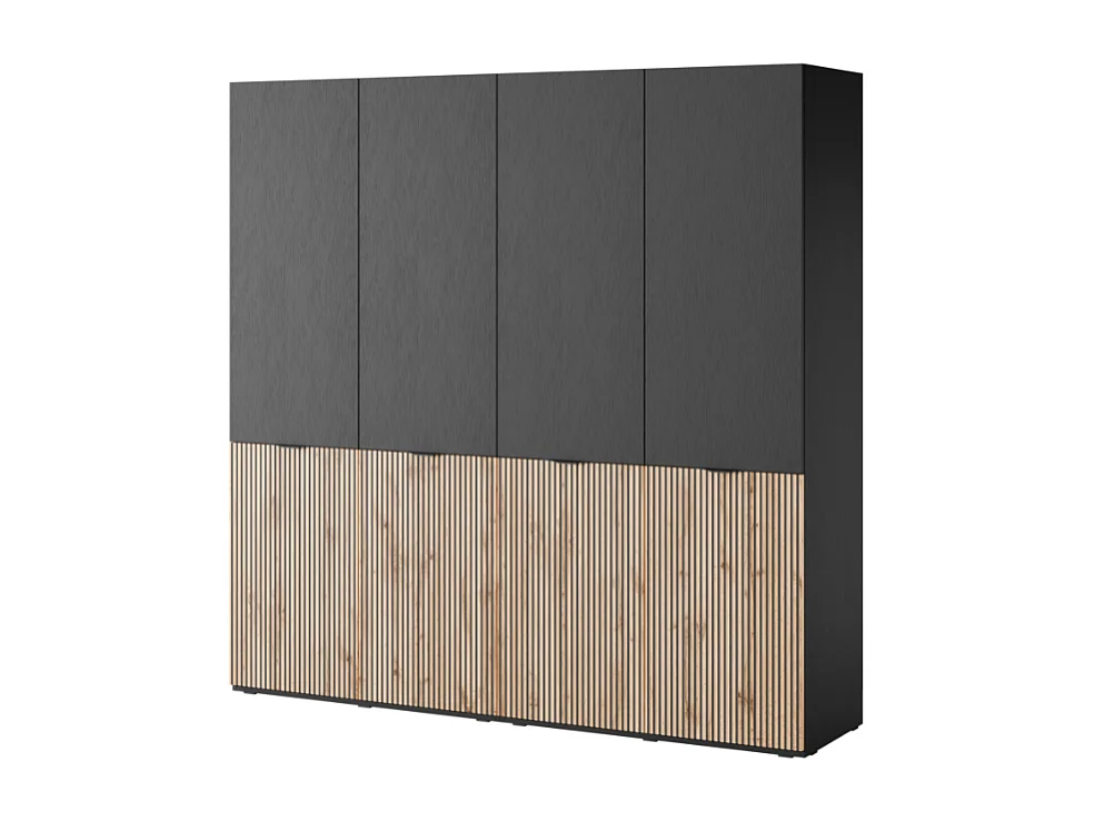 Roupeiro AMBIHOME LOFT 01 - Preto/Carvalho Wotan, C101 x P51 x A200cm