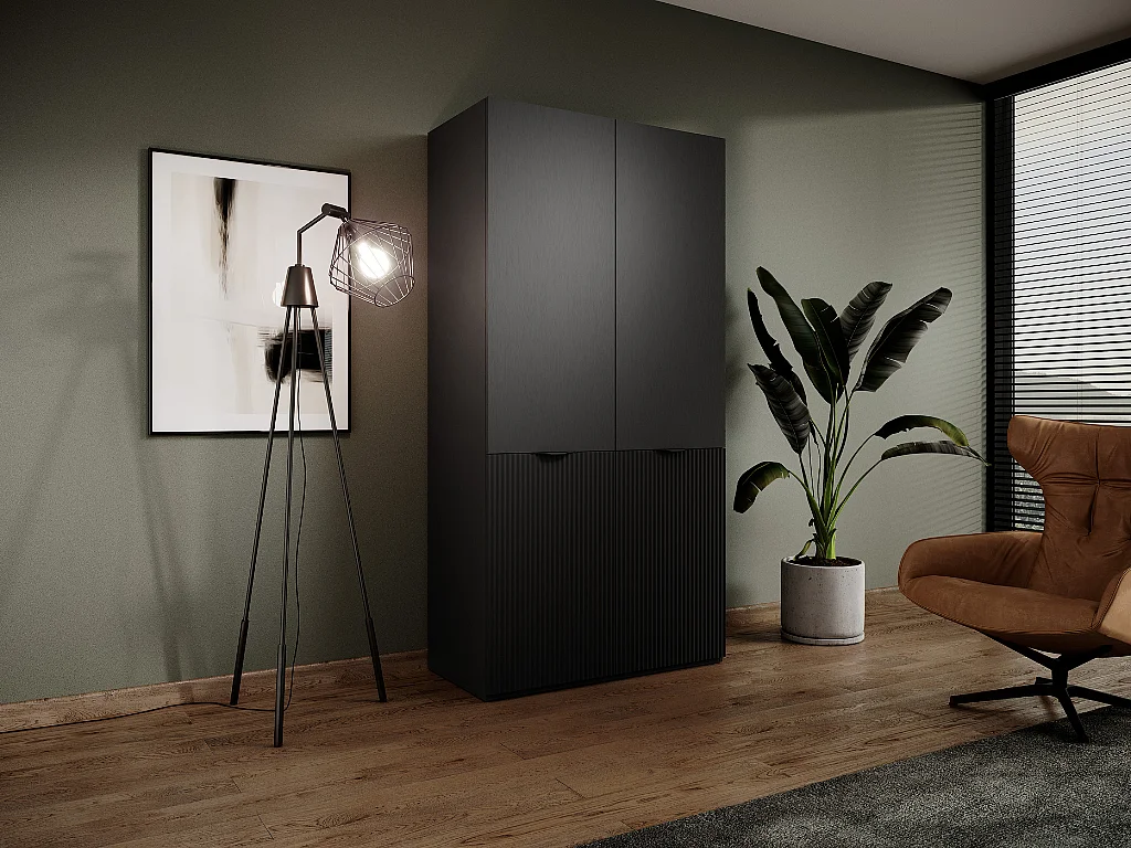 Roupeiro AMBIHOME LOFT 01 - Preto, C101 x P51 x A200cm