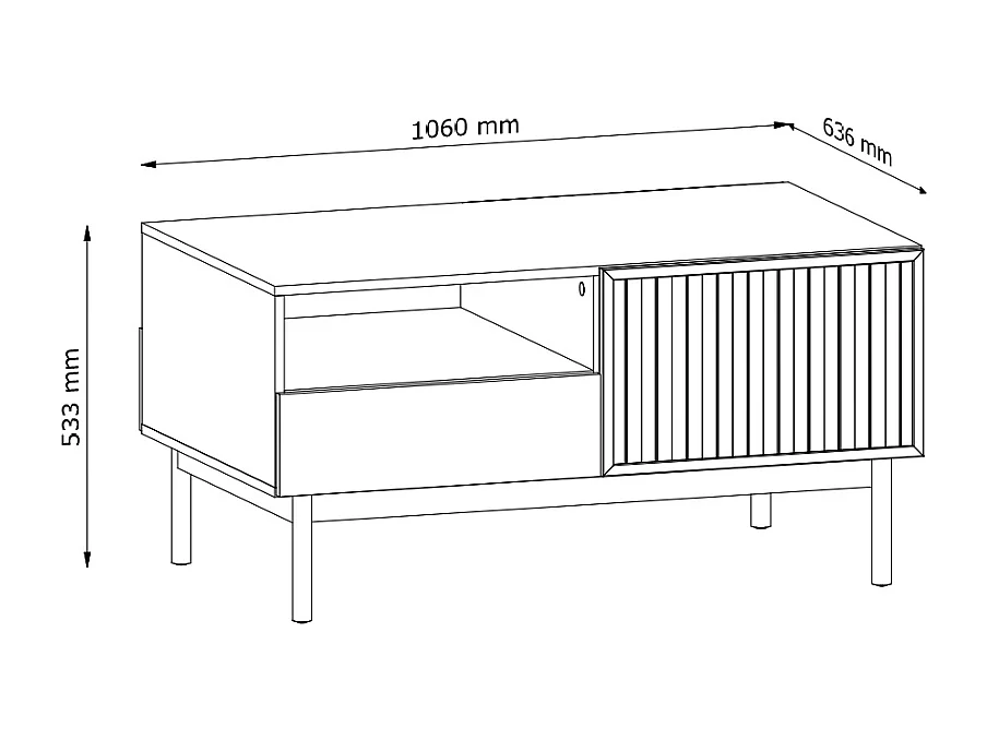 Mesa de centro AMBIHOME SAROSI -  Carvalho, C106 x P64 x A53cm