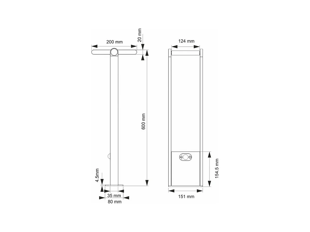 POPA - Schwarzer Solarenergiestrahler 60 cm 4000K Beneito Faure Gartenleuchte