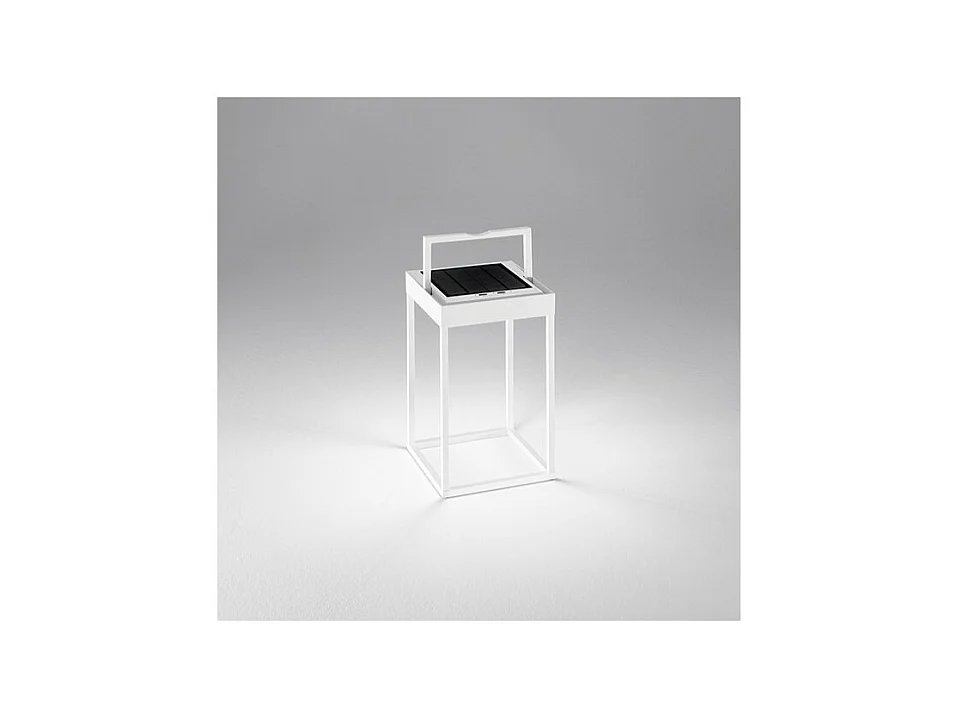 Solarna i ładowalna lampa stołowa CAGE firmy Perenz Matt White wys. 30 cm