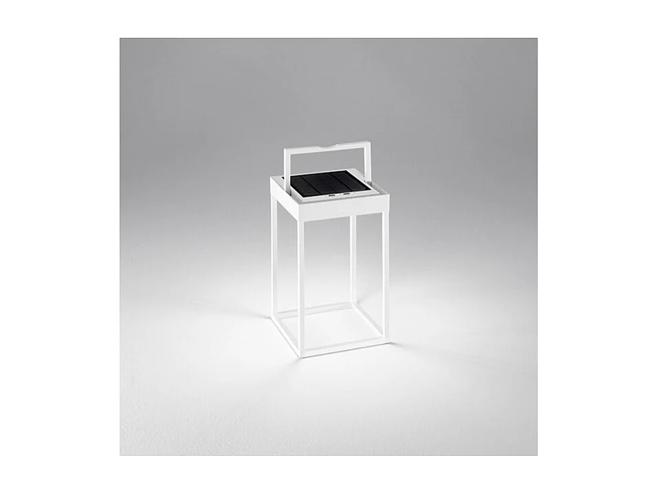 CAGE Solar- und wiederaufladbare Tischleuchte von Perenz Mattweiß H30cm