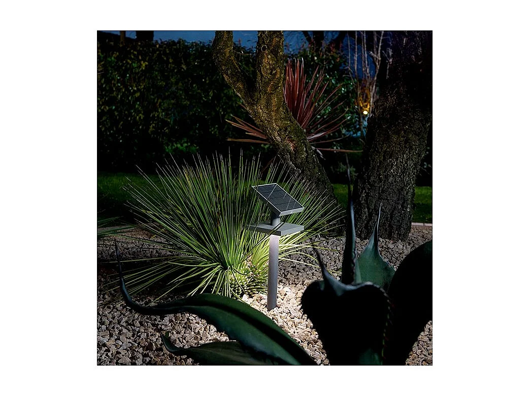 Poste SOLAR em alumínio com painel solar regulável e sensor crepuscular - Grafite 3000k