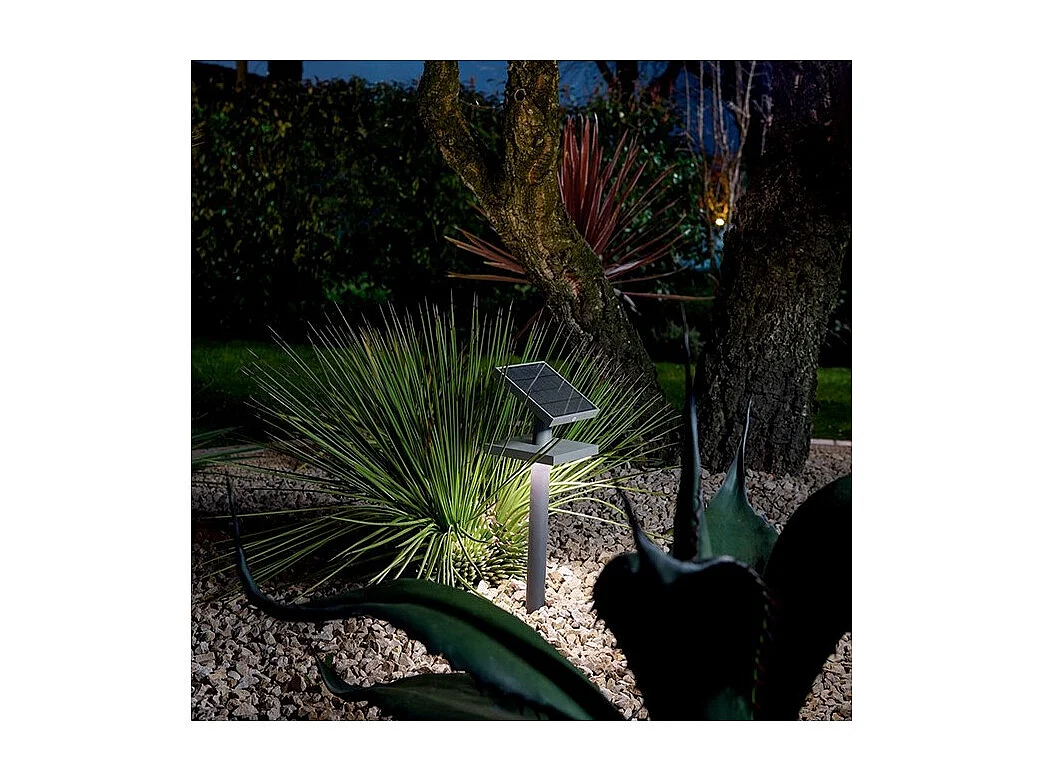 Poteau SOLAIRE en aluminium avec panneau solaire orientable et capteur crépusculaire Graphite 3000k