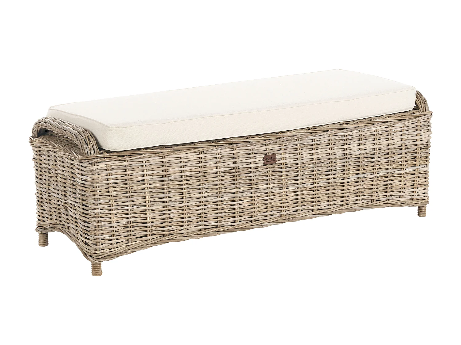 Banc avec coussin d'assise SUSUA 141 cm avec ottoman Rotin Naturel