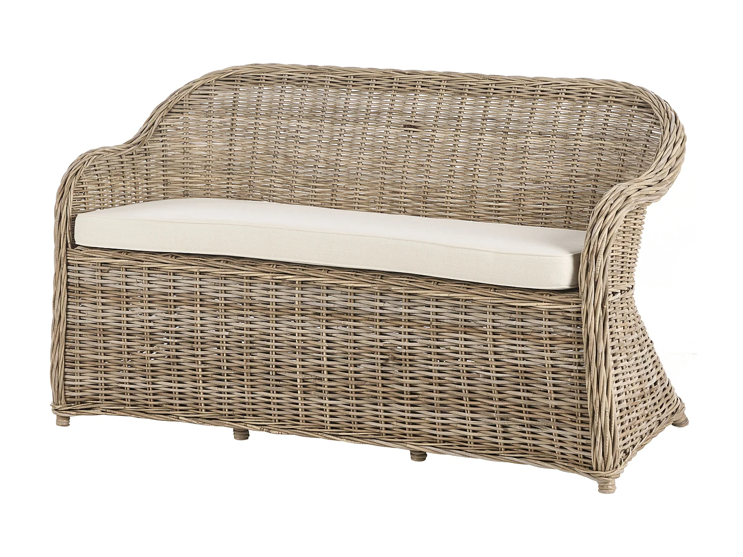 Gartensofa mit Ottomane 2-Sitzer SUSUA Rattan Naturfarben