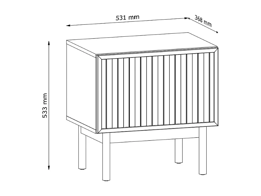 Mesa de cabeceira AMBIHOME SAROSI -  Carvalho, C53 x P37 x A53cm