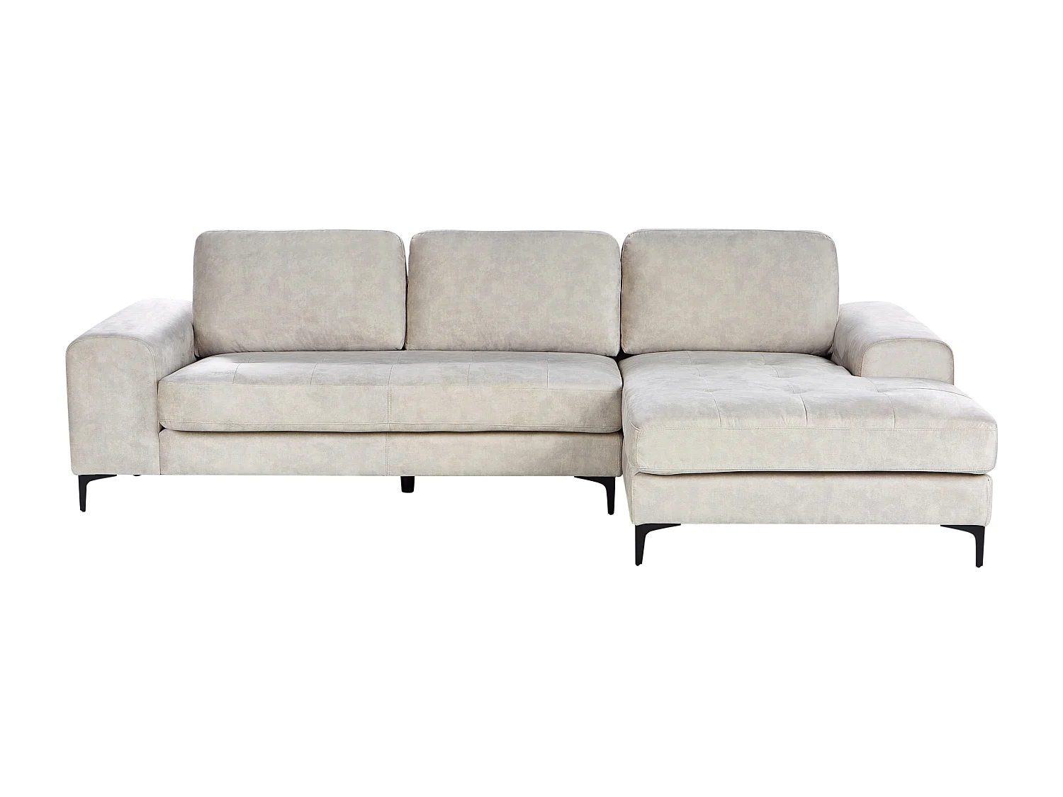 Canapé d'Angle droite Moderne Pieds en Métal Forme de L Velours Beige Clair Kiruna