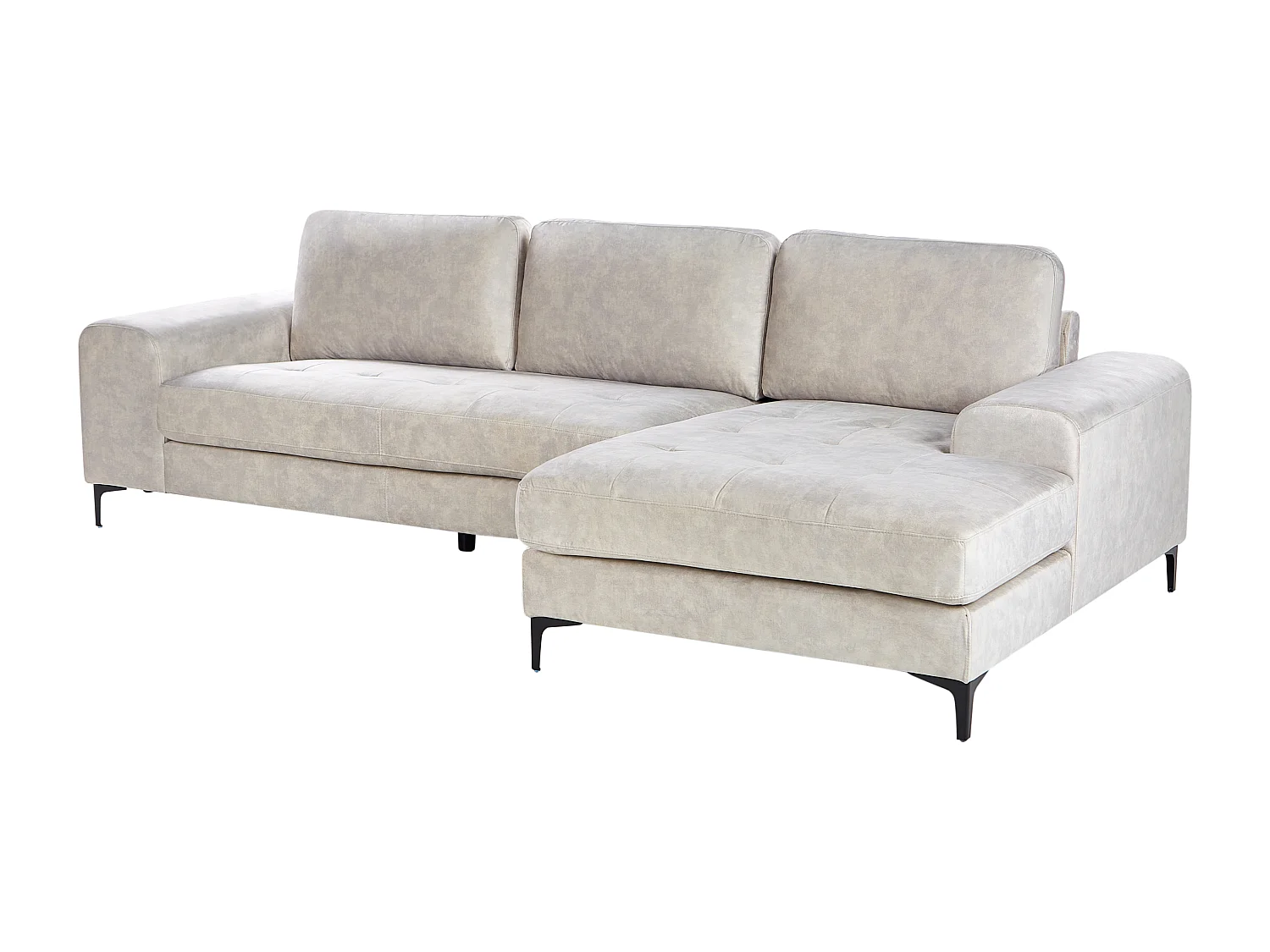 Canapé d'Angle droite Moderne Pieds en Métal Forme de L Velours Beige Clair Kiruna