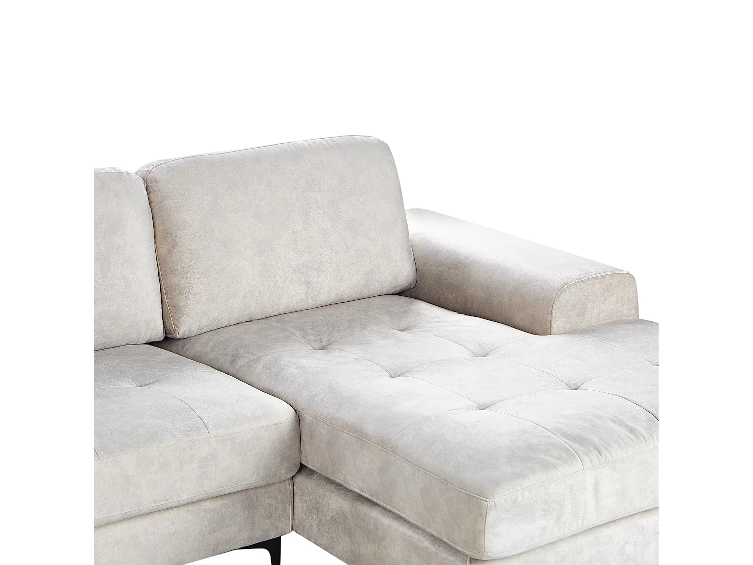 Canapé d'Angle droite Moderne Pieds en Métal Forme de L Velours Beige Clair Kiruna