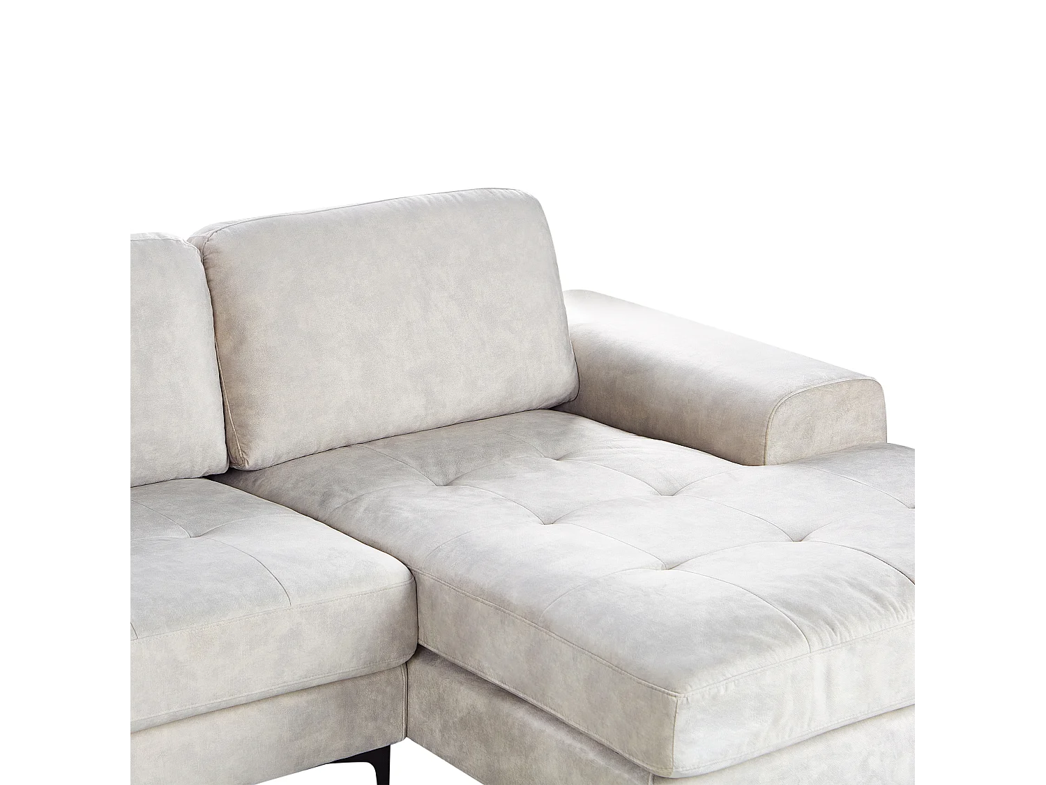 Canapé d\'Angle droite Moderne Pieds en Métal Forme de L Velours Beige Clair Kiruna