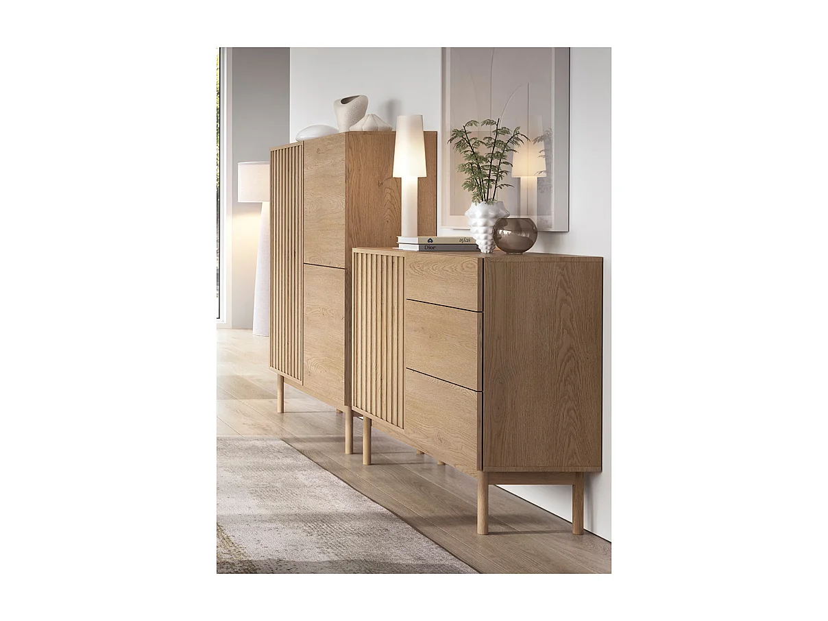 Móvel Auxiliar AMBIHOME SAROSI -  Carvalho, C106 x P37 x A130cm