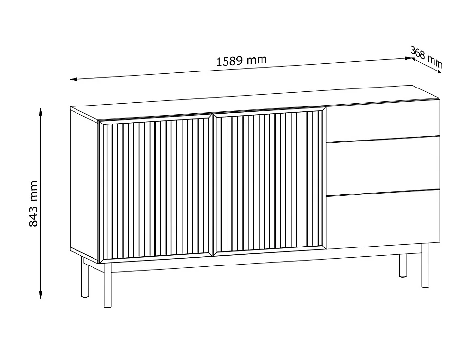 Aparador AMBIHOME SAROSI - Carvalho, C159 x P37 x A84cm