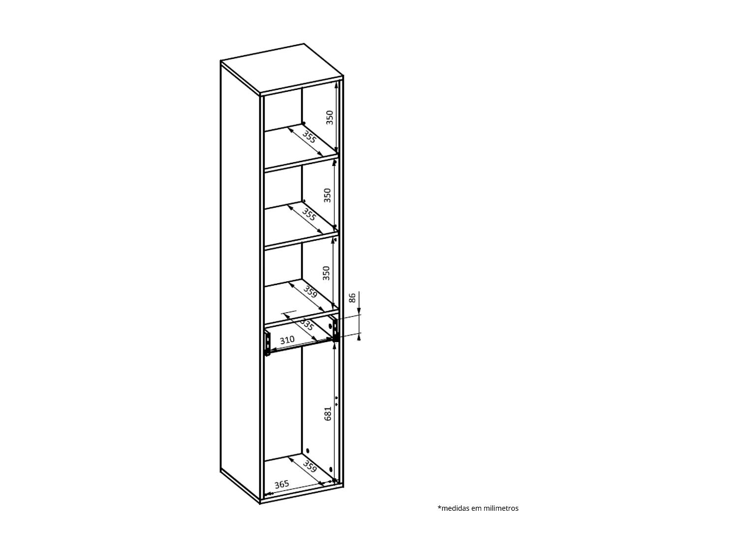 Móvel Auxiliar AMBIHOME AZARA 03, c/cesto, gaveta e prateleiras