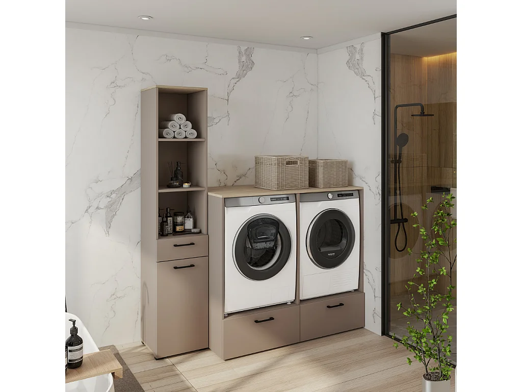 Móvel Auxiliar AMBIHOME AZARA 03, c/cesto, gaveta e prateleiras