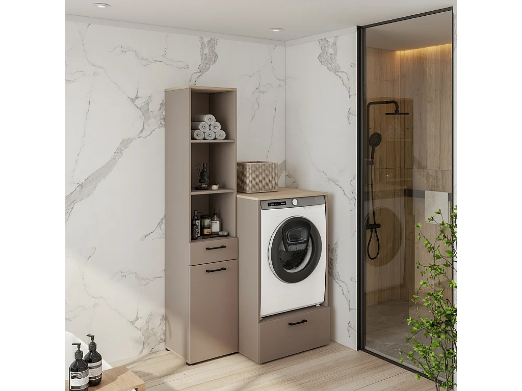 Móvel Auxiliar AMBIHOME AZARA 03, c/cesto, gaveta e prateleiras