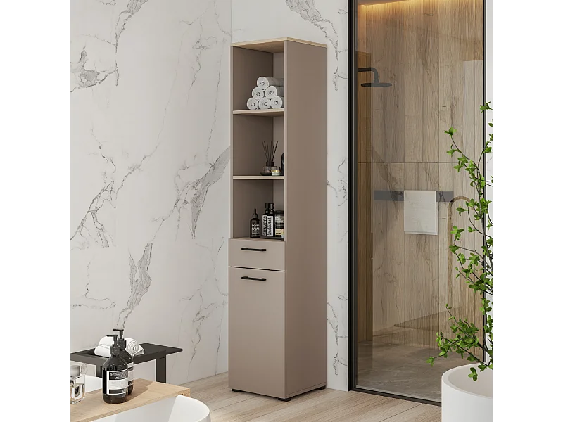 Móvel Auxiliar AMBIHOME AZARA 03, c/cesto, gaveta e prateleiras