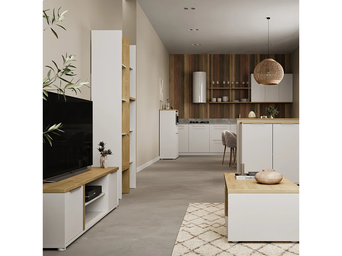 Móvel de Cozinha AMBIHOME ESSENCE - Branco/Carvalho, C70xP40xA123cm